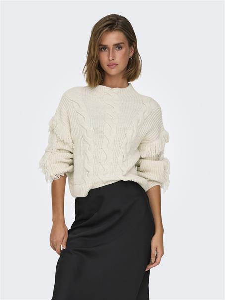 ONLHOLLY LS SHORT CABLE HIGH NECK RP KNT birch