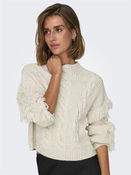 ONLHOLLY LS SHORT CABLE HIGH NECK RP KNT birch
