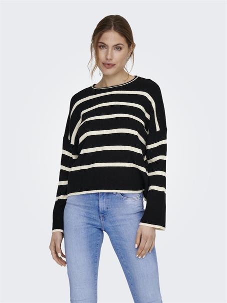 ONLIBI LS STRIPE O-NECK KNT black