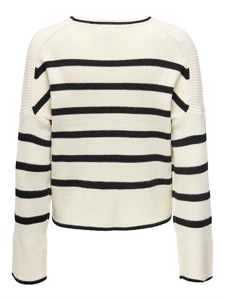 ONLIBI LS STRIPE O-NECK KNT whitecap gray