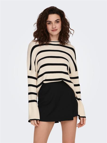 ONLIBI LS STRIPE O-NECK KNT whitecap gray