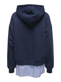 ONLISABEL L/S HOODIE WOVEN MIX SWT navy blazer