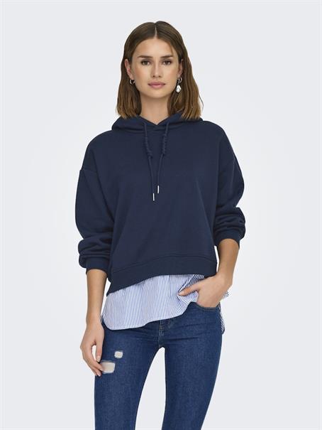 ONLISABEL L/S HOODIE WOVEN MIX SWT navy blazer