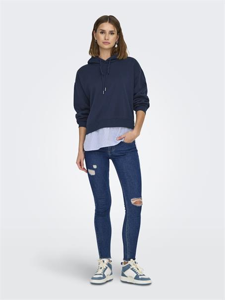 ONLISABEL L/S HOODIE WOVEN MIX SWT navy blazer