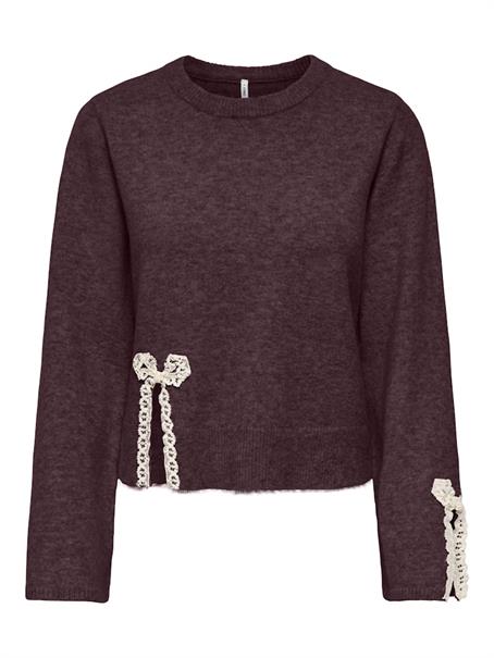 ONLIVY LS BOW O-NECK KNT fudge
