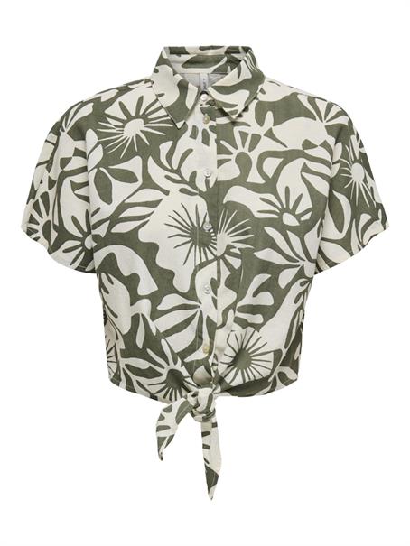 ONLJAKIRI LINEN S/S KNOT SHIRT WVN kalamata