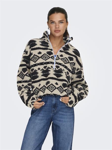 ONLJANNE AZTEC TEDDY L/S HALFZIP CC SWT birch