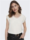 ONLJASMINA LIFE SS V LACE TOP NOOS WVN cloud dancer