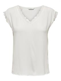 ONLJASMINA LIFE SS V LACE TOP NOOS WVN cloud dancer