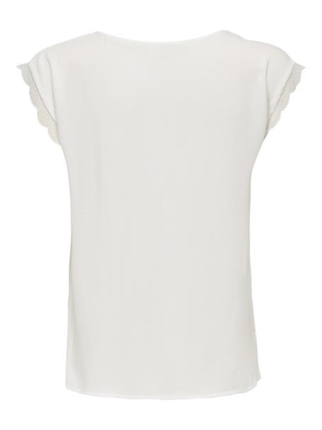 ONLJASMINA LIFE SS V LACE TOP NOOS WVN cloud dancer