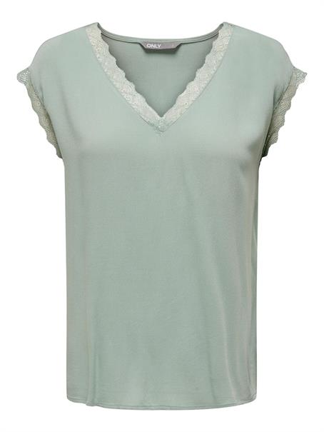 ONLJASMINA LIFE SS V LACE TOP NOOS WVN jadeite