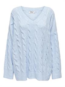 ONLJEANETT LIFE L/S CABLE V-NECK CS KNT cashmere blue