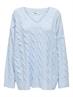 ONLJEANETT LIFE L/S CABLE V-NECK CS KNT cashmere blue