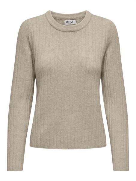 ONLJEANETT LIFE L/S RIB O-NECK CC KNT humus