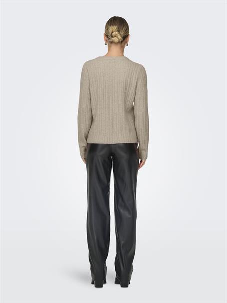 ONLJEANETT LIFE L/S RIB O-NECK CC KNT humus