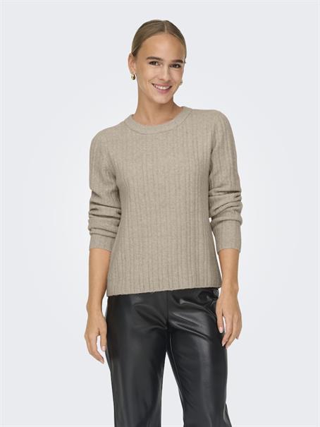 ONLJEANETT LIFE L/S RIB O-NECK CC KNT humus