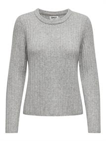 ONLJEANETT LIFE L/S RIB O-NECK CC KNT light grey melange