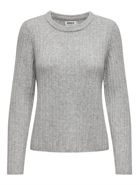 ONLJEANETT LIFE L/S RIB O-NECK CC KNT light grey melange
