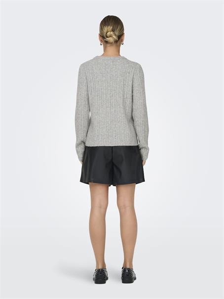 ONLJEANETT LIFE L/S RIB O-NECK CC KNT light grey melange