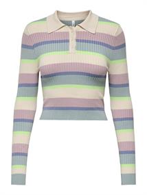 ONLKAROL LS CROP RIB BUTTON POLO CC KNT birch
