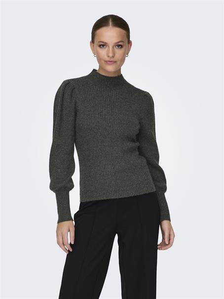 -ONLKATIA LIFE L/S HIGHNE PULL KNT NOOS dark grey melange