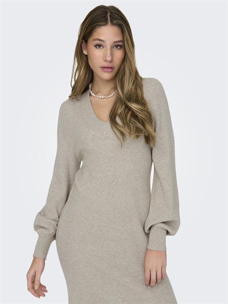 ONLKATIA LS V-NECK DRESS KNT mocha meringue