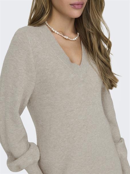 ONLKATIA LS V-NECK DRESS KNT mocha meringue
