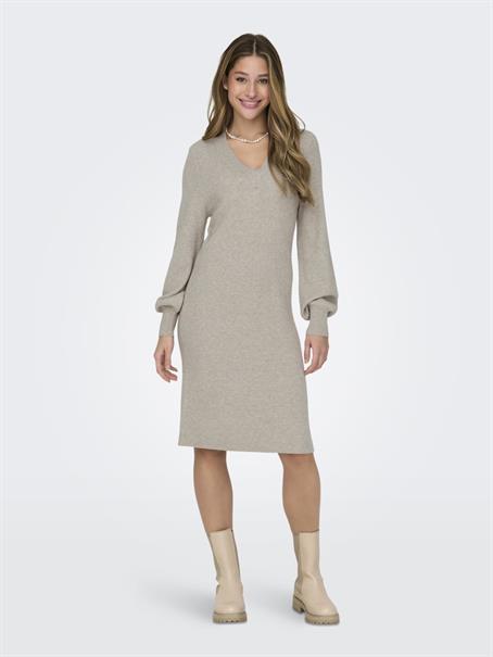 ONLKATIA LS V-NECK DRESS KNT mocha meringue