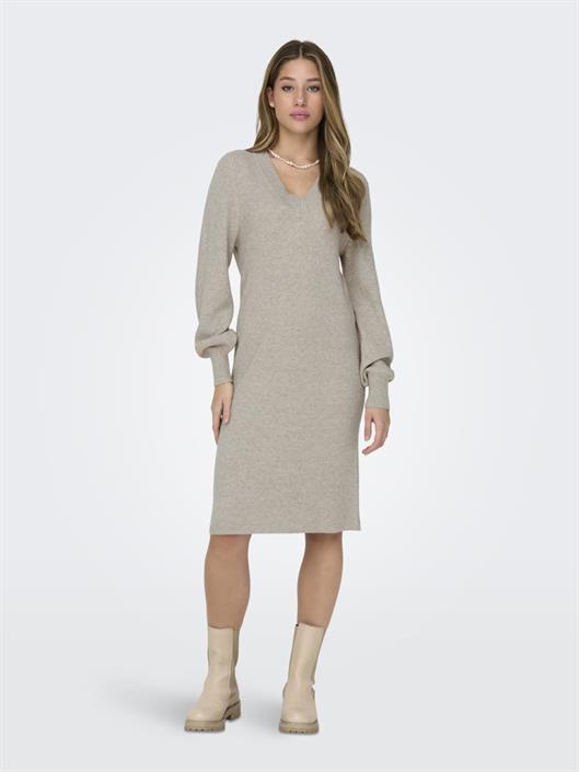 onlkatia-ls-v-neck-dress-knt-mocha-meringue
