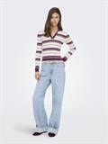 ONLKAYA LS STRIPE POLO KNT NOOS grape wine