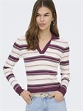 ONLKAYA LS STRIPE POLO KNT NOOS grape wine