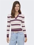 ONLKAYA LS STRIPE POLO KNT NOOS grape wine