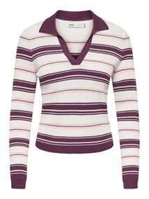 ONLKAYA LS STRIPE POLO KNT NOOS grape wine