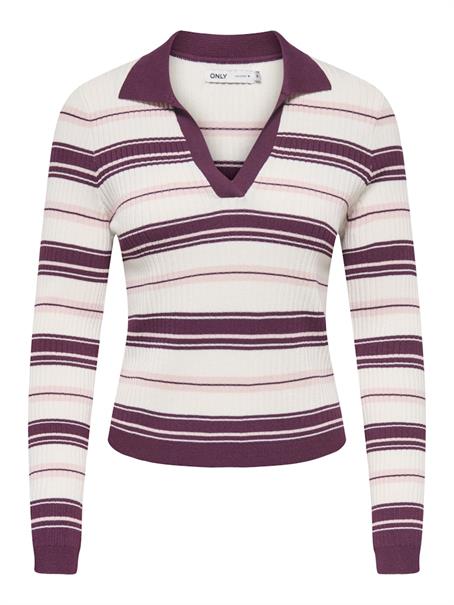 ONLKAYA LS STRIPE POLO KNT NOOS grape wine