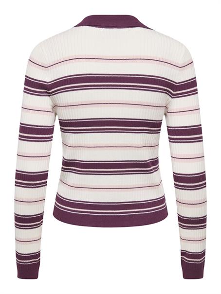 ONLKAYA LS STRIPE POLO KNT NOOS grape wine