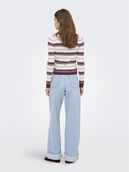 ONLKAYA LS STRIPE POLO KNT NOOS grape wine