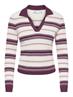 ONLKAYA LS STRIPE POLO KNT NOOS grape wine