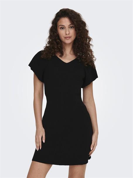 ONLLEELO S/S V-NECK DRESS KNT NOOS black