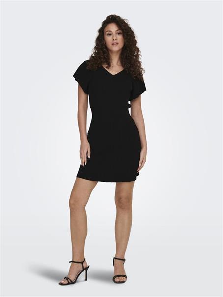 ONLLEELO S/S V-NECK DRESS KNT NOOS black