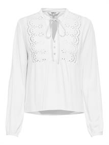 ONLLENNYO LS EMBROID V-NECK TOP NOOS WVN bright white