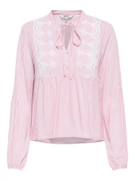 ONLLENNYO LS EMBROID V-NECK TOP NOOS WVN romance rose
