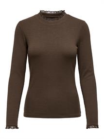 ONLLESLIE L/S LACE MIX TOP JRS chocolate martini