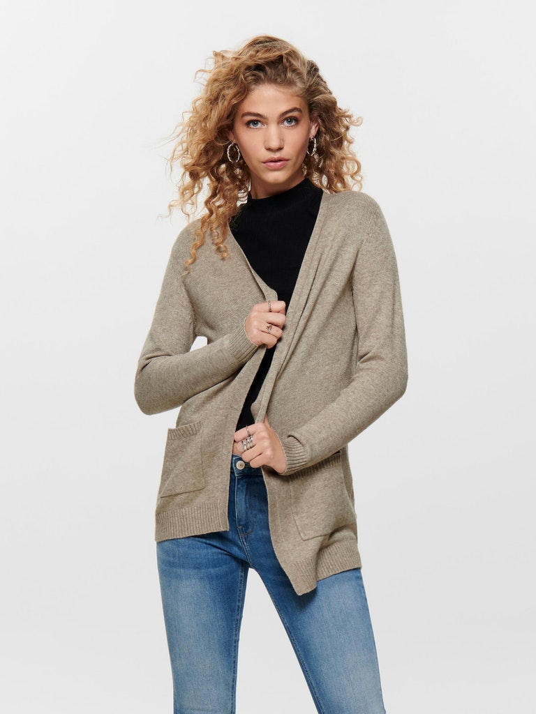 Only Damen Pullover ONLLESLY L/S OPEN CARDIGAN KNT NOOS beige bequem online  kaufen bei