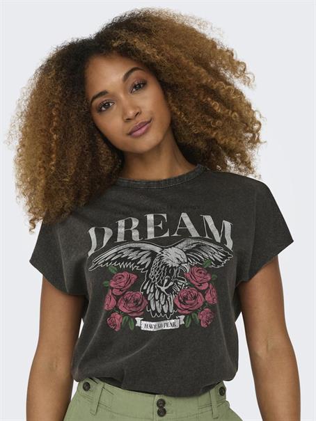 ONLLUCY LIFE S/S ROSES TOP BOX JRS black