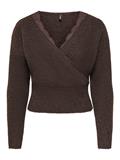 ONLMAGGIE LS LACE MIX CROSS ONECK KNT coffee bean