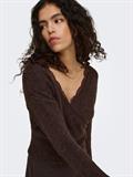 ONLMAGGIE LS LACE MIX CROSS ONECK KNT coffee bean