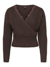 ONLMAGGIE LS LACE MIX CROSS ONECK KNT coffee bean