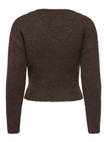 ONLMAGGIE LS LACE MIX CROSS ONECK KNT coffee bean