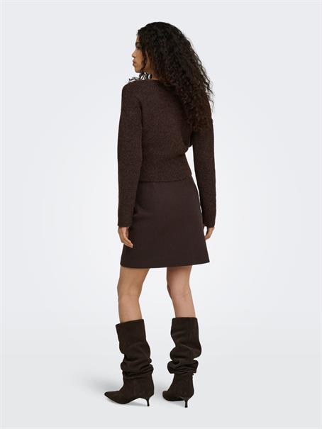 ONLMAGGIE LS LACE MIX CROSS ONECK KNT coffee bean