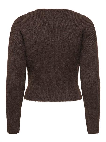ONLMAGGIE LS LACE MIX CROSS ONECK KNT coffee bean